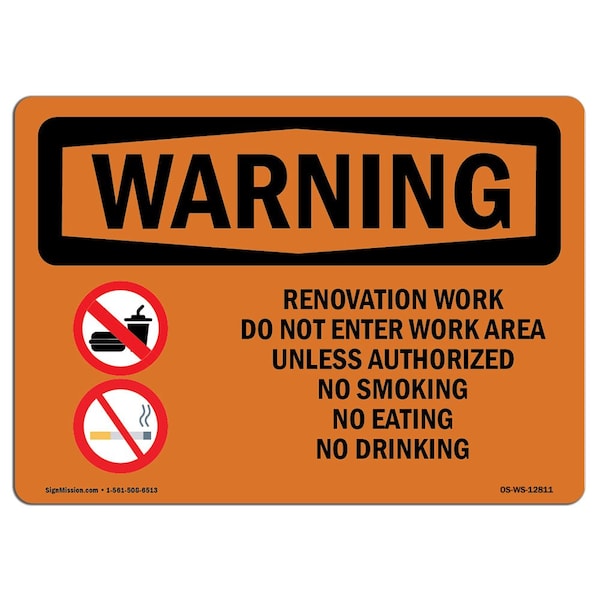 Sign, 7" H, 10" W, Aluminum, Renovation Work Do Not Enter Work Area, Landscape, L-12811